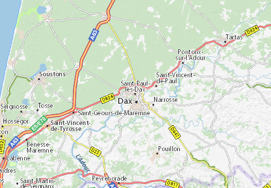 Kaart Plattegrond Saint-Paul-lès-Dax