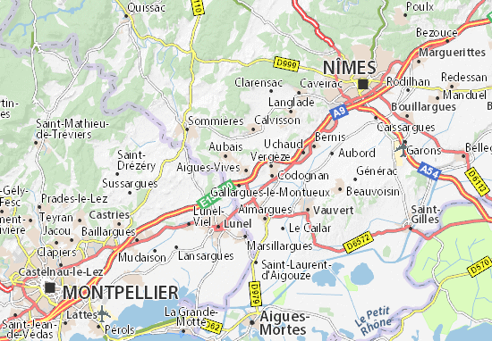 Kaart Plattegrond Aigues-Vives