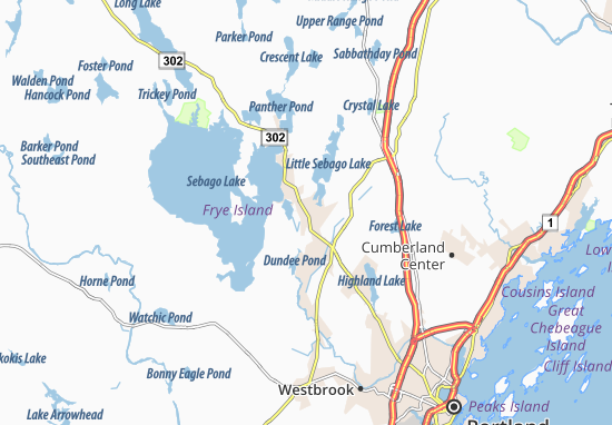 Karte Stadtplan North Windham