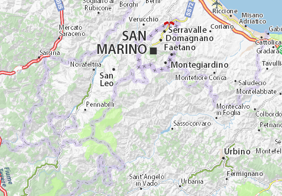 Kaart Plattegrond Monte Cerignone