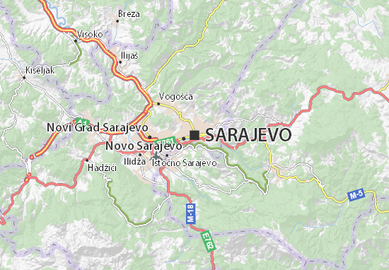 sarajevo mapa Map of Sarajevo   Michelin Sarajevo map   ViaMichelin sarajevo mapa