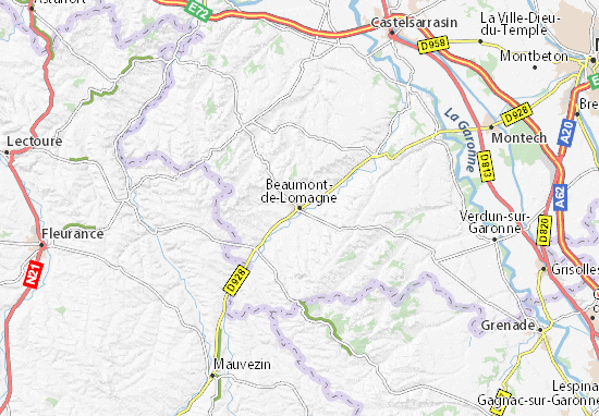 Kaart Plattegrond Beaumont-de-Lomagne