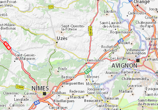 Mapa Vers-Pont-du-Gard