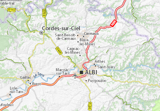 Kaart Plattegrond Cagnac-les-Mines