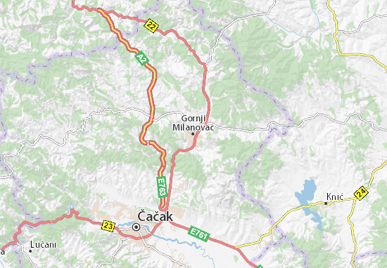 Gornji Milanovac Map