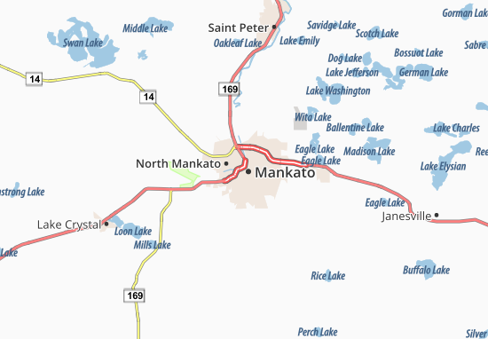 Karte Stadtplan Mankato