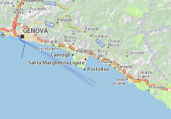 Kaart Plattegrond Santa Margherita Ligure