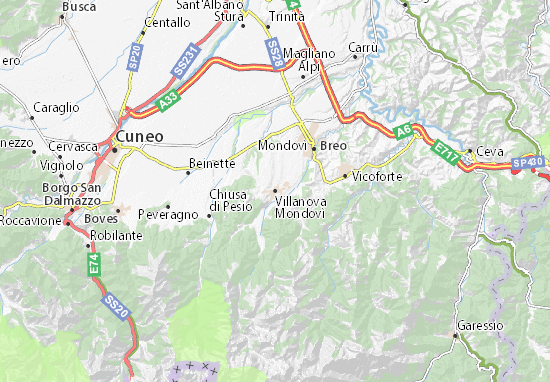 Karte Stadtplan Villanova Mondovì