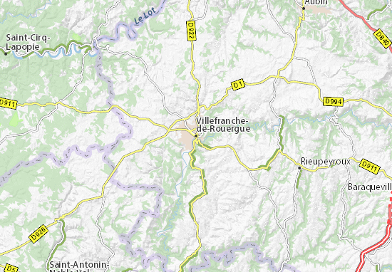 Kaart Plattegrond Villefranche-de-Rouergue