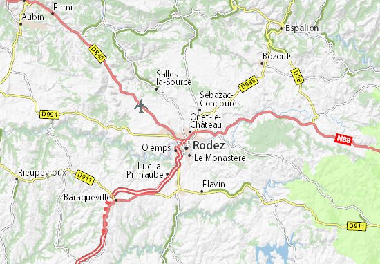 Karte Stadtplan Onet-le-Château