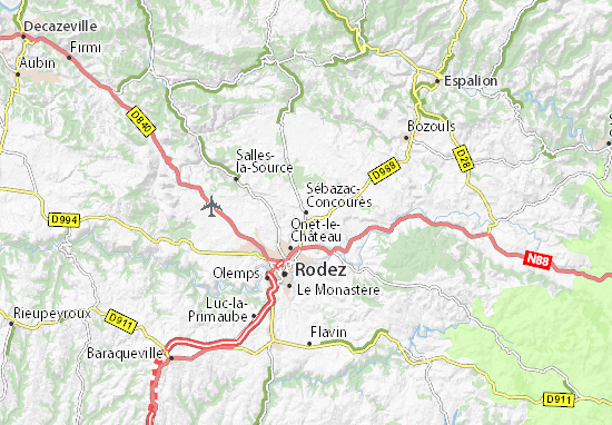Karte Stadtplan Sébazac-Concourès