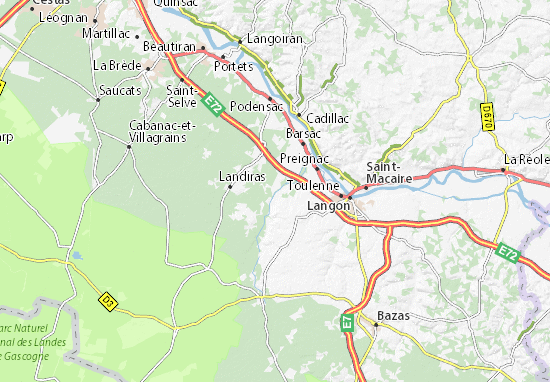 Kaart Plattegrond Pujols-sur-Ciron