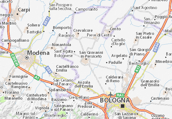 Karte Stadtplan San Giovanni in Persiceto