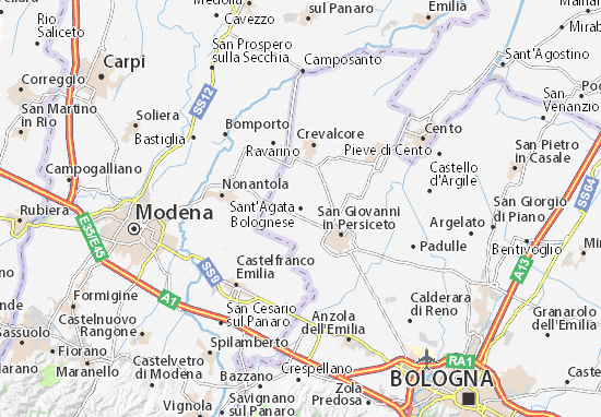 Karte Stadtplan Sant&#x27;Agata Bolognese