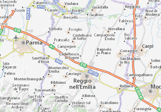 Karte Stadtplan Cadelbosco di Sopra