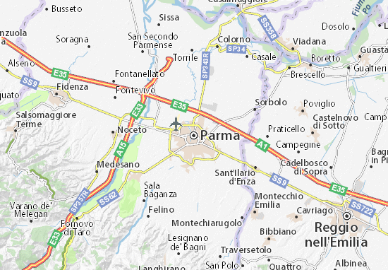 parma italija karta Map of Parma   Michelin Parma map   ViaMichelin parma italija karta