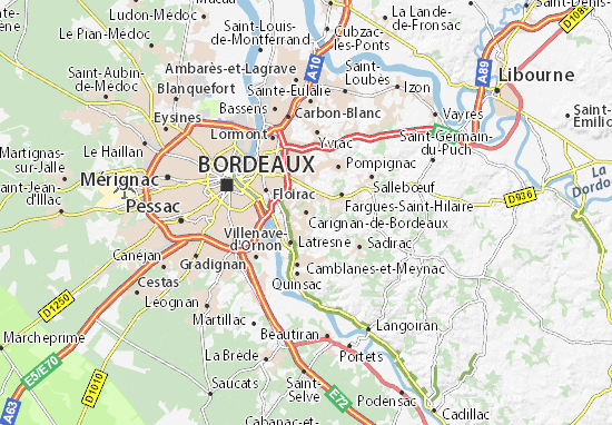 Kaart Plattegrond Carignan-de-Bordeaux