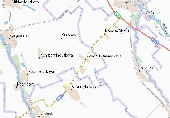 Karte Stadtplan Novoalekseyevskaya