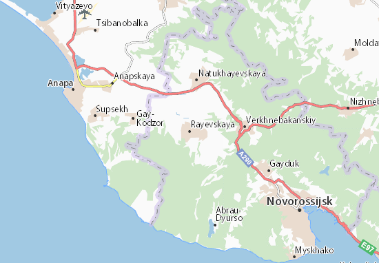Karte Stadtplan Rayevskaya