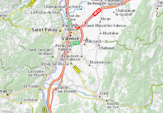 Karte Stadtplan Beaumont-lès-Valence