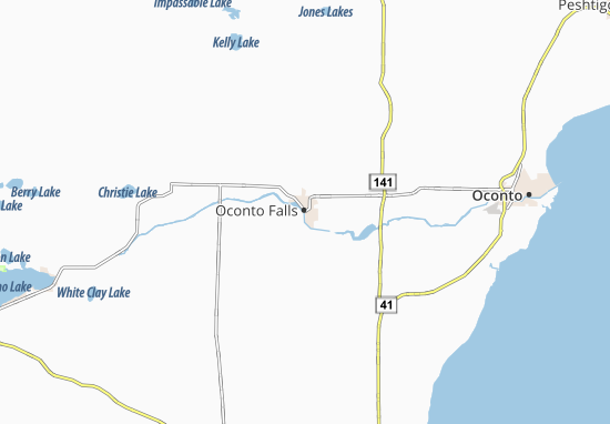 Kaart Plattegrond Oconto Falls