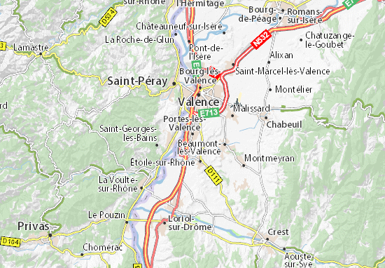 Karte Stadtplan Portes-lès-Valence