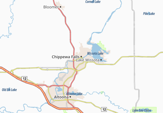 Kaart Plattegrond Chippewa Falls