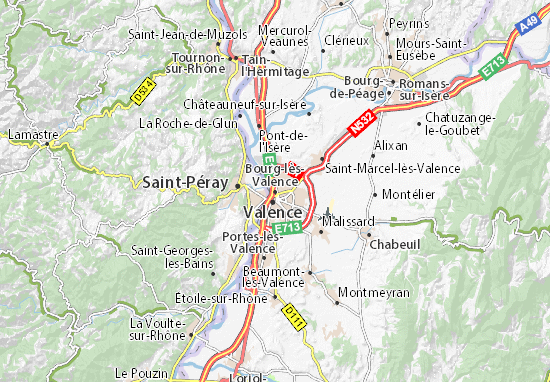 Karte Stadtplan Bourg-lès-Valence