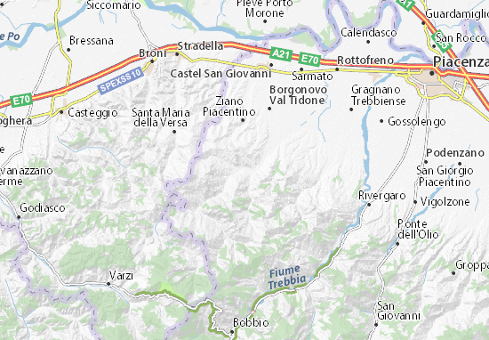 Karte Stadtplan Pianello Val Tidone