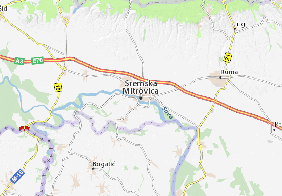 Kaart Plattegrond Sremska Mitrovica