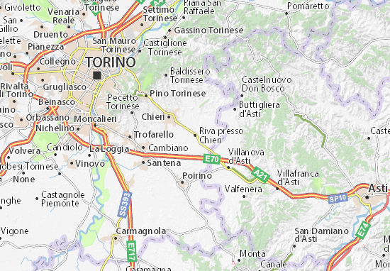 Karte Stadtplan Riva presso Chieri
