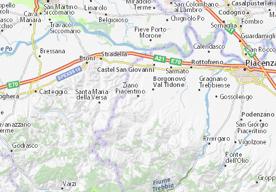 Karte Stadtplan Ziano Piacentino