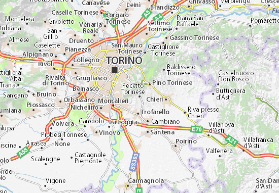 Karte Stadtplan Pecetto Torinese