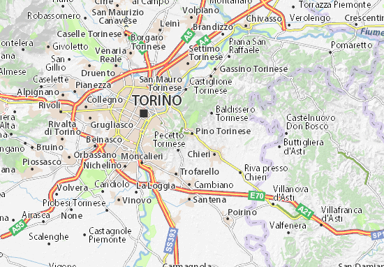 Karte Stadtplan Pino Torinese