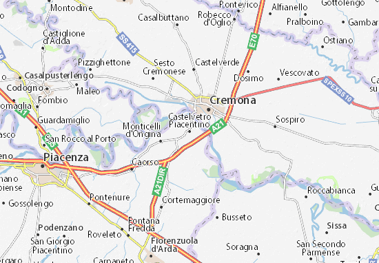 Karte Stadtplan Castelvetro Piacentino