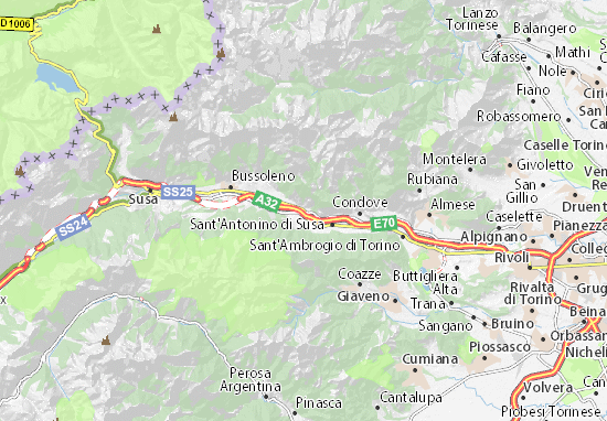 Karte Stadtplan Borgone Susa