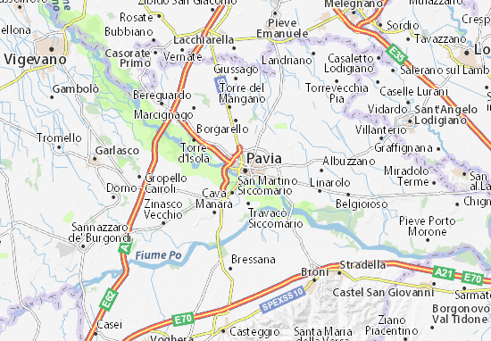 Kaart Plattegrond Pavia