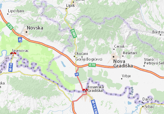 Kaart Plattegrond Gornji Bogićevci