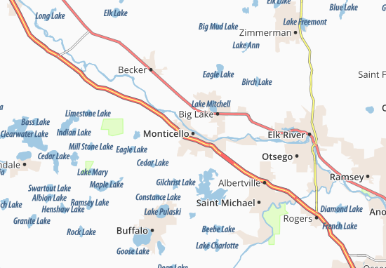 Karte Stadtplan Monticello