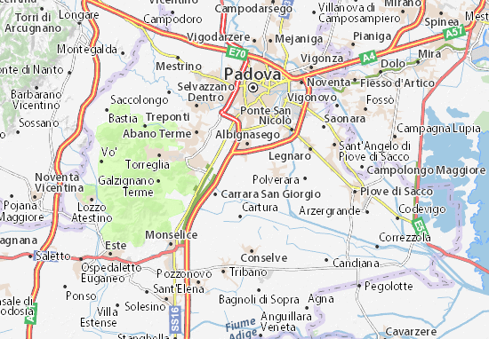 Karte Stadtplan Maserà di Padova