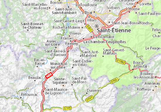 Karte Stadtplan Saint-Just-Malmont