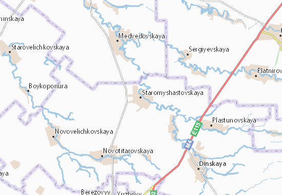 Karte Stadtplan Staromyshastovskaya