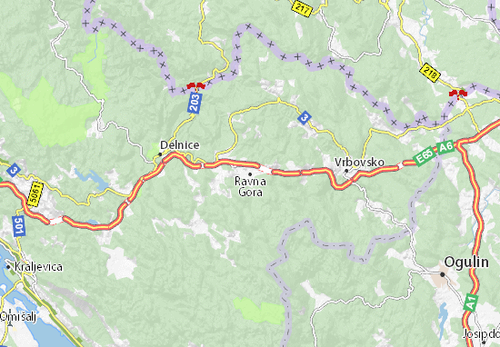 Karte Stadtplan Ravna Gora