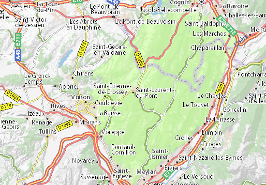 Kaart Plattegrond Saint-Laurent-du-Pont