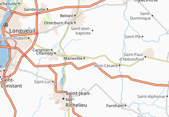 Karte Stadtplan Sainte-Marie-de-monnoir