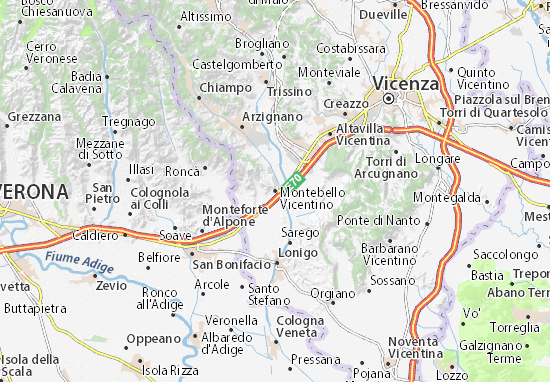 Karte Stadtplan Montebello Vicentino