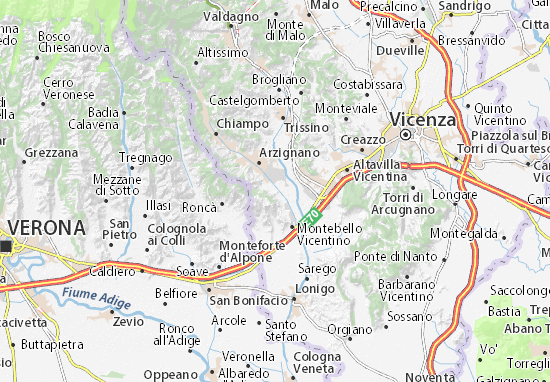 Karte Stadtplan Montorso Vicentino