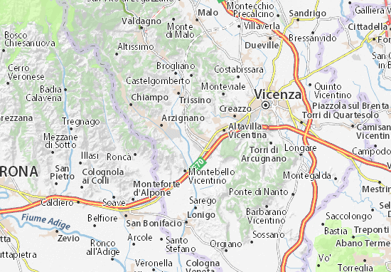 Karte Stadtplan Montecchio Maggiore