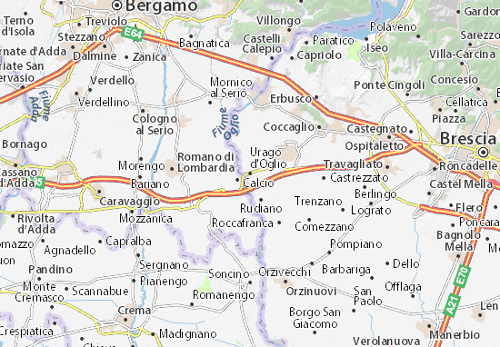 Karte Stadtplan Urago d&#x27;Oglio