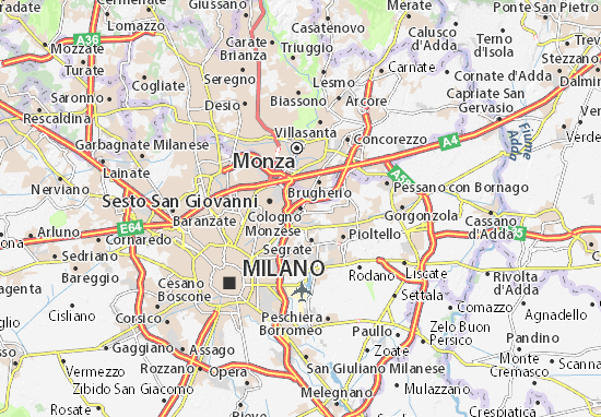 Kaart Plattegrond Cologno Monzese